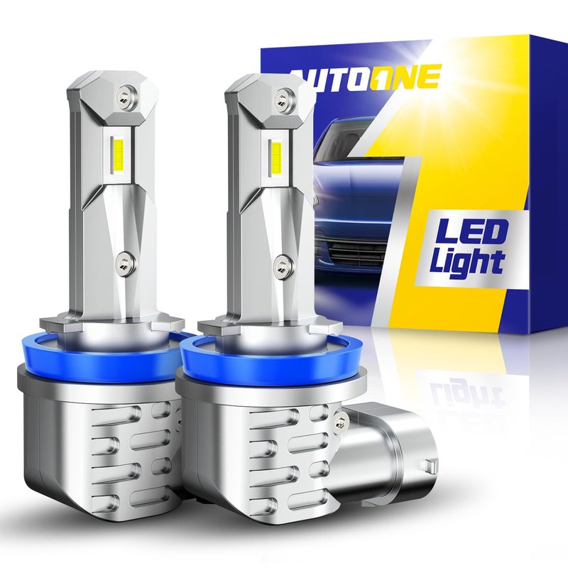 AUTOONE H8 H9 H11 Light Bulbs Direct H11 Replacement 16000LM Fog Light Fanless Mini Size Pack of 2