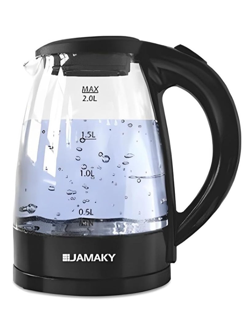 JAMAKY Jamaki Italian 2L Electric Kettle - Borosilicate Glass Lid, 2200W - JMK9507 - Image 1