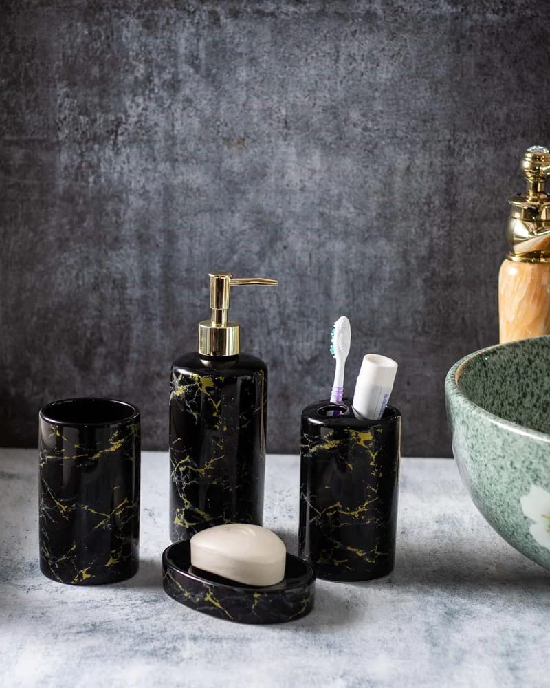 HATANU® Italian Concept Ceramic Durable 4 Piece Luxury Bathroom Set (Black) - Image 2