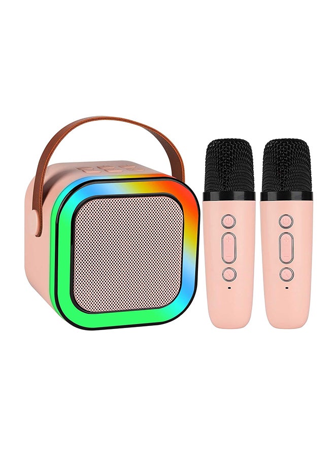 Toyland - Mini Karaoke Speaker for Kids, Portable Bluetooth Speaker with 2 Wireless Microphones & LED Lights, Perfect Gift for Kids Boys & Girls -Pink - Image 1