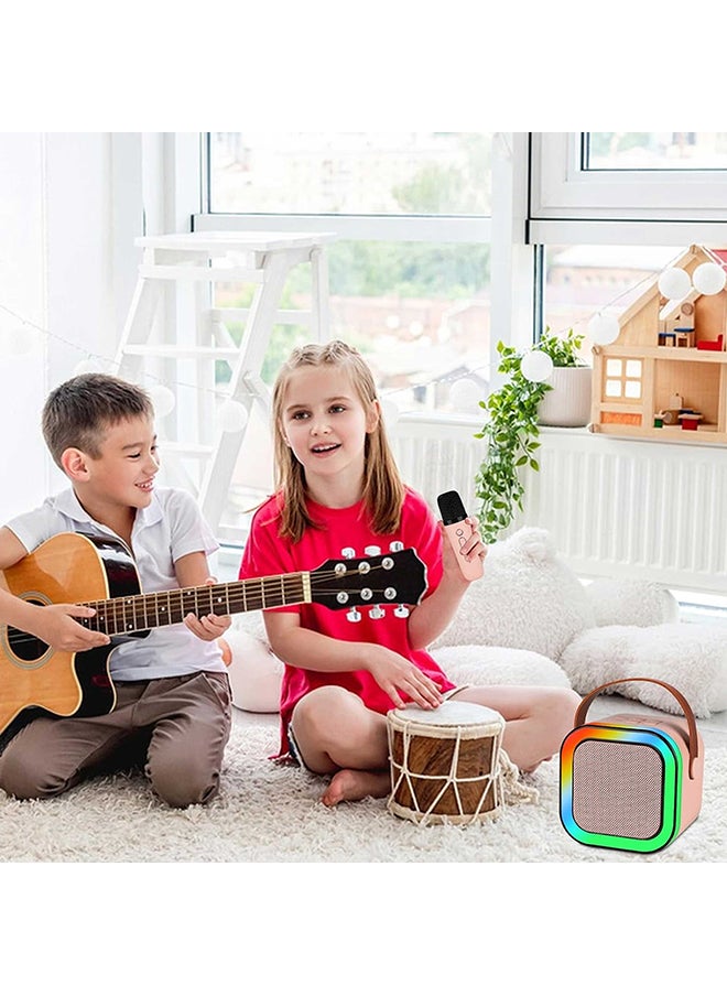 Toyland - Mini Karaoke Speaker for Kids, Portable Bluetooth Speaker with 2 Wireless Microphones & LED Lights, Perfect Gift for Kids Boys & Girls -Pink - Image 1