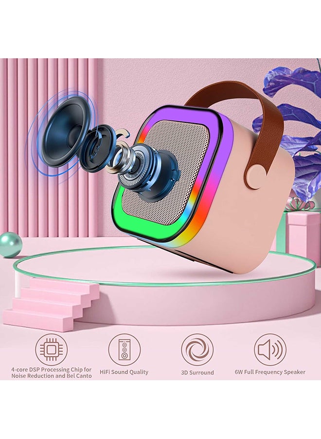 Toyland - Mini Karaoke Speaker for Kids, Portable Bluetooth Speaker with 2 Wireless Microphones & LED Lights, Perfect Gift for Kids Boys & Girls -Pink - Image 1