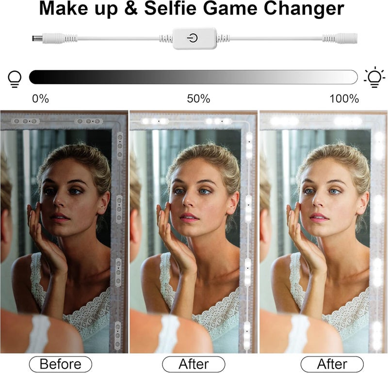 LPHUMEX Hollywood Glam Led Vanity Lights Kit, 14ft Dimmable Mirror Lights, Full Body & Bathroom Lighting, Plug in Floor Light with Power Supply (Mirror not Inlcuded) - Image 3