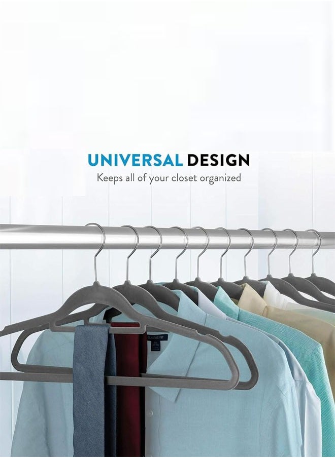 D'HOME 100-Pcs Non-Slip Velvet Suit Hangers - Ultra Thin Space Saving 360 Degree Swivel Hook Strong and Durable Clothes Hangers Hold Up-to 10 Lbs, for Coats, Jackets, Pants, Dress Clothes (100, Grey)  - Image 4