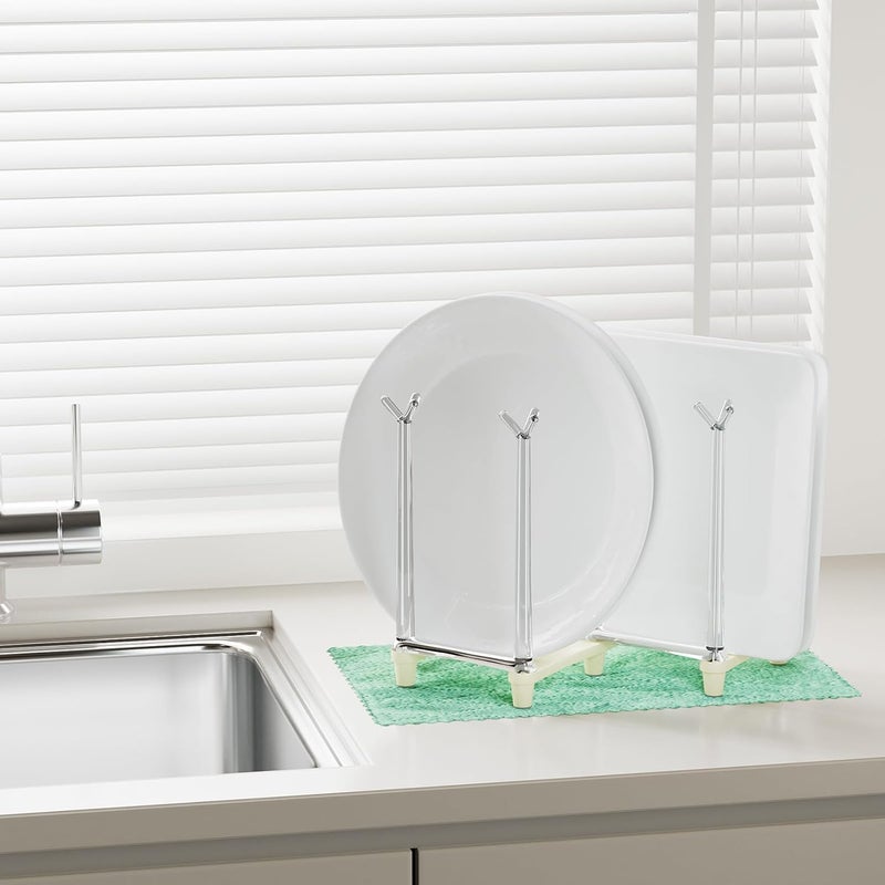 Marbrasse Retractable Cup Drying Rack, Drinking Glass and Sports Bottle Drainer Stand, Plastic Bag Dryer with Non-Slip Bottom for Kitchen Countertop - White - Image 4