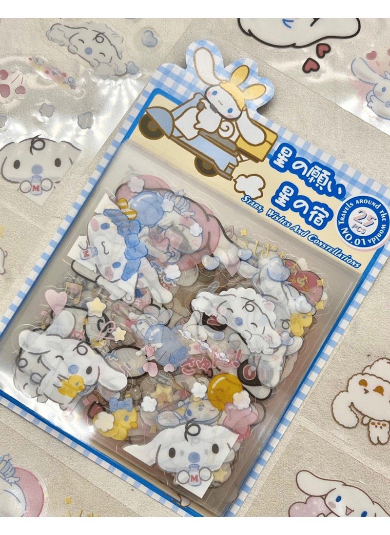 Kağıt Gemi Paper Ship Sanrio Character Cinnamoroll 25 Sheets Pet Sticker Set Blue  - Image 4