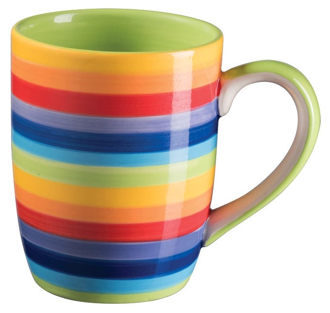 HAND PAINTED RAINBOW HORIZONTAL STRIPE MUG