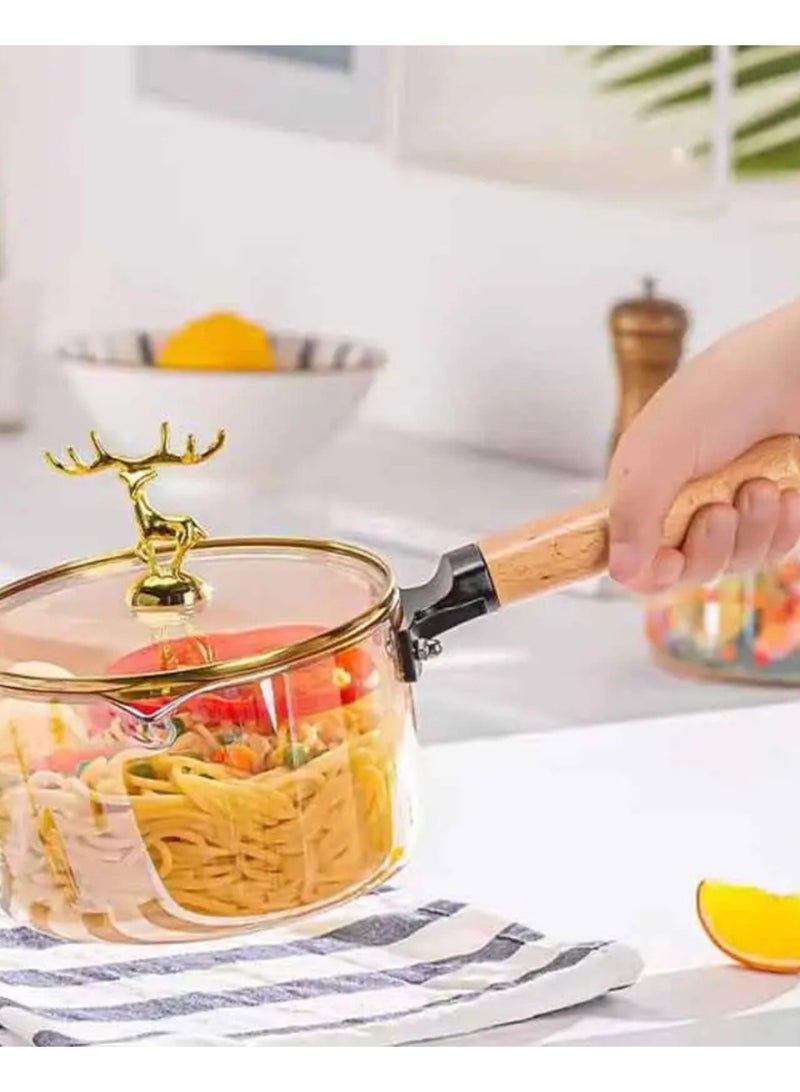Amber Pyrex Casserole with Deer Lid & Wooden Handle – Rose Design – 1.8L Capacity - Image 3