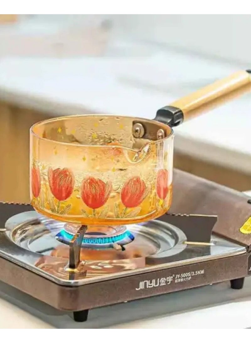 Amber Pyrex Casserole with Deer Lid & Wooden Handle – Rose Design – 1.8L Capacity - Image 2