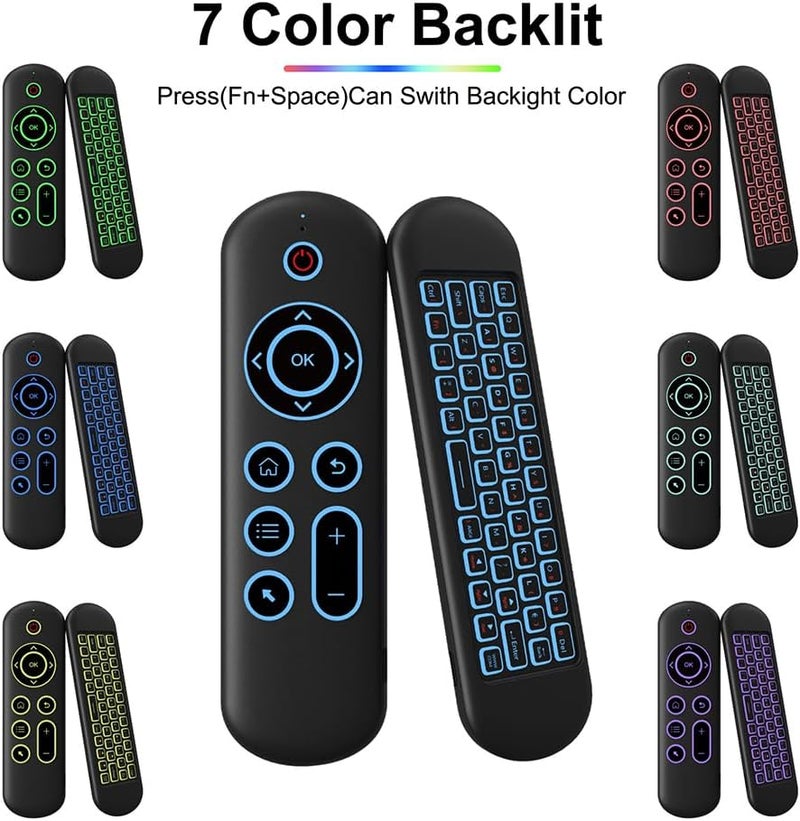 Air Mouse Remote Control Mouse Wireless Mini Keyboard 2.4G & BT5.2 Motion Sensing Backlit Rechargeable Compatible with Android TV Box/PC/Smart TV/Projector/All-in-one PC/MAC Black - Image 3