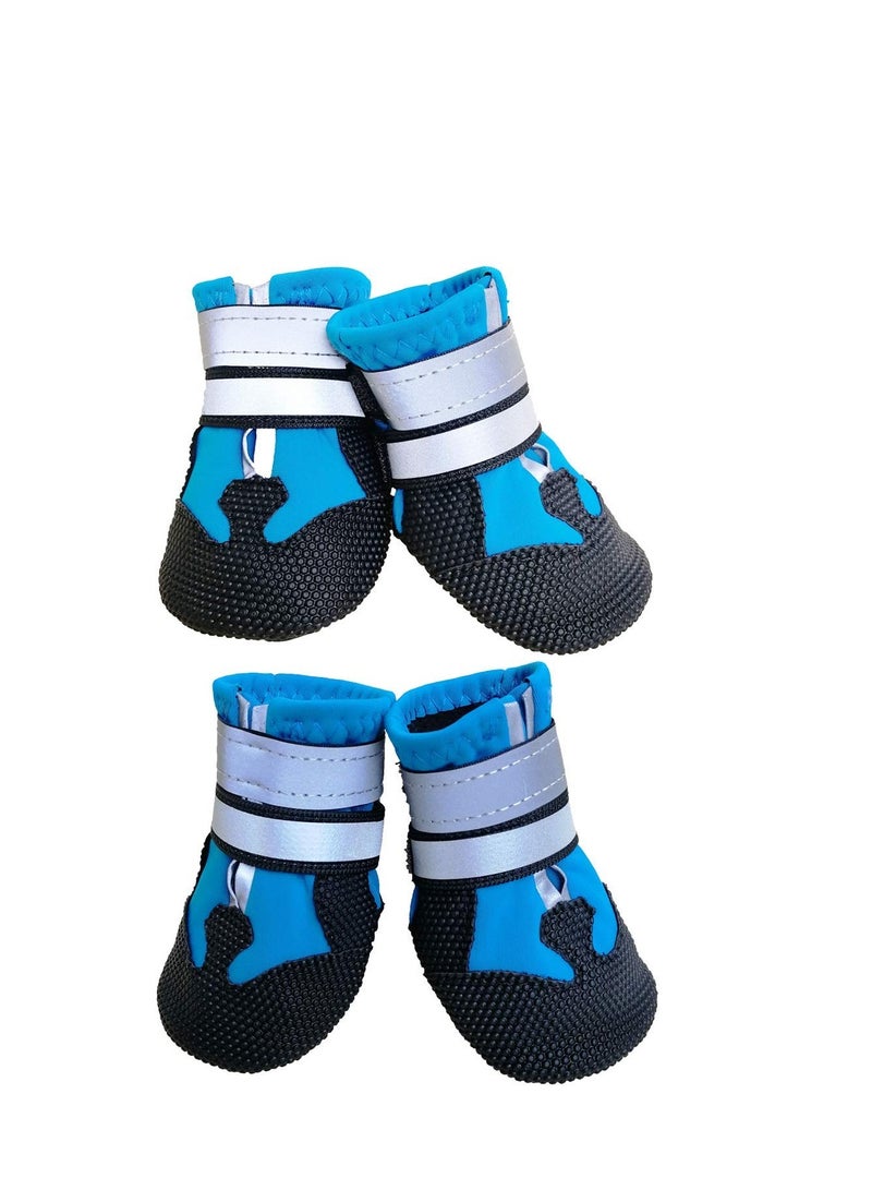 Dog Shoes Dog Boots for Injured Paws Waterproof Set of 4 Dog Walking Boots Dog Paw Protectors with Adjustable Reflective Straps and Anti Slip Sole for Small Medium Large Dogs Blue - Image 1