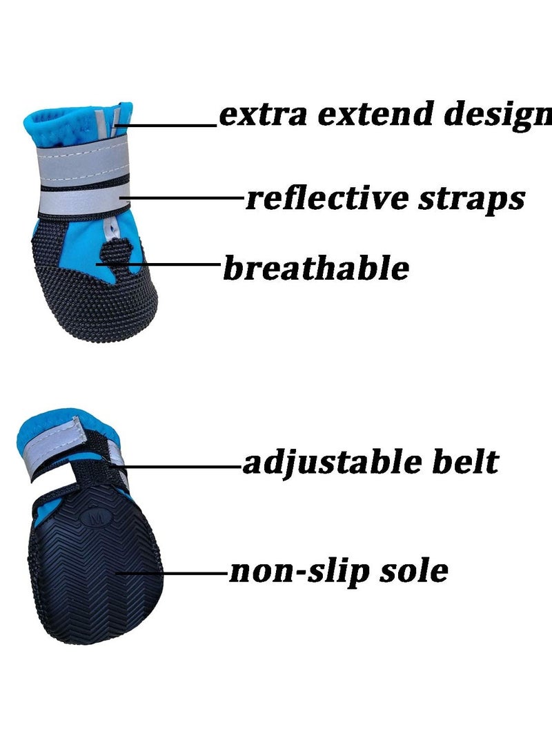 Dog Shoes Dog Boots for Injured Paws Waterproof Set of 4 Dog Walking Boots Dog Paw Protectors with Adjustable Reflective Straps and Anti Slip Sole for Small Medium Large Dogs Blue - Image 2
