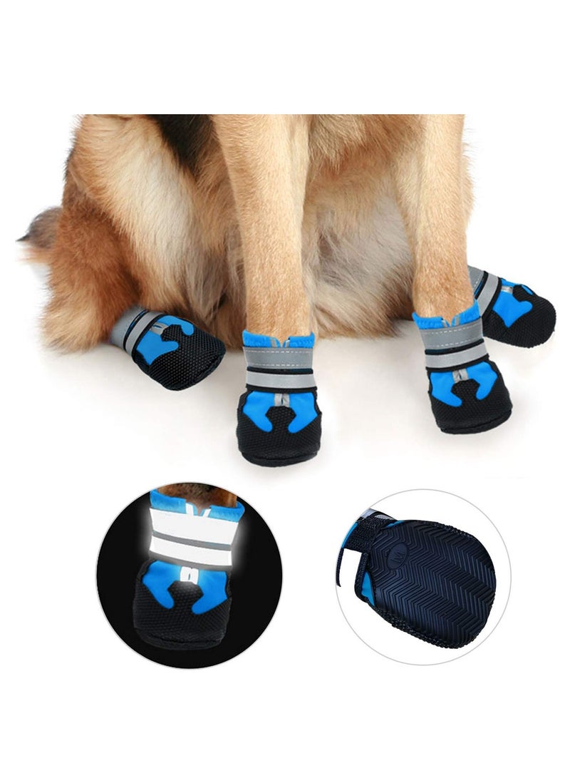 Dog Shoes Dog Boots for Injured Paws Waterproof Set of 4 Dog Walking Boots Dog Paw Protectors with Adjustable Reflective Straps and Anti Slip Sole for Small Medium Large Dogs Blue - Image 5
