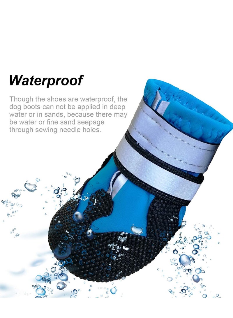 Dog Shoes Dog Boots for Injured Paws Waterproof Set of 4 Dog Walking Boots Dog Paw Protectors with Adjustable Reflective Straps and Anti Slip Sole for Small Medium Large Dogs Blue - Image 4