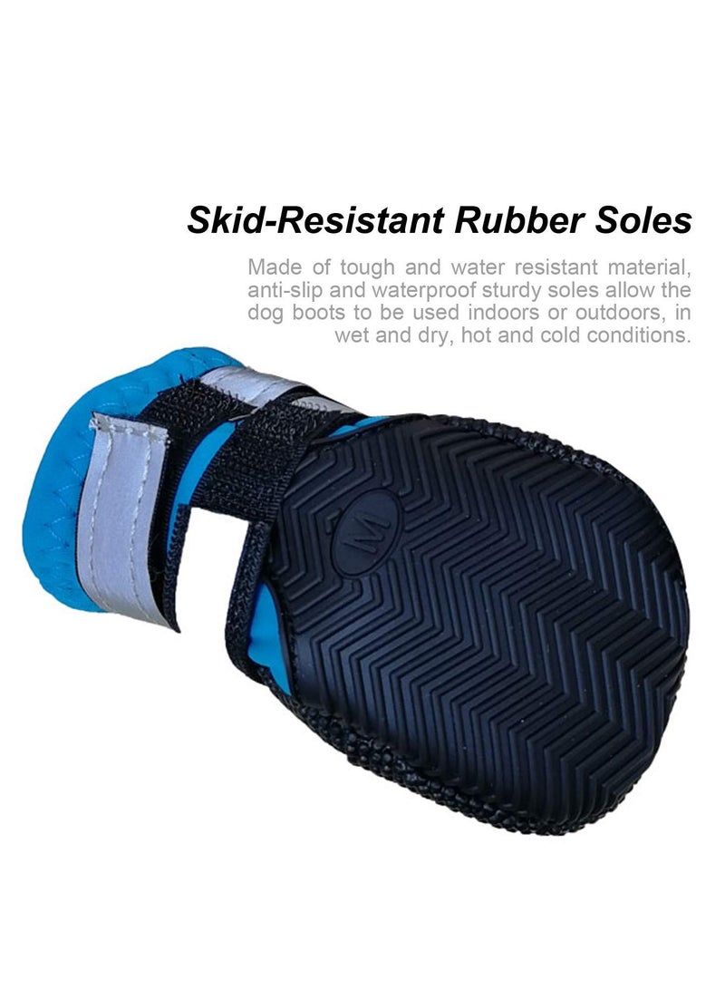 Dog Shoes Dog Boots for Injured Paws Waterproof Set of 4 Dog Walking Boots Dog Paw Protectors with Adjustable Reflective Straps and Anti Slip Sole for Small Medium Large Dogs Blue - Image 3