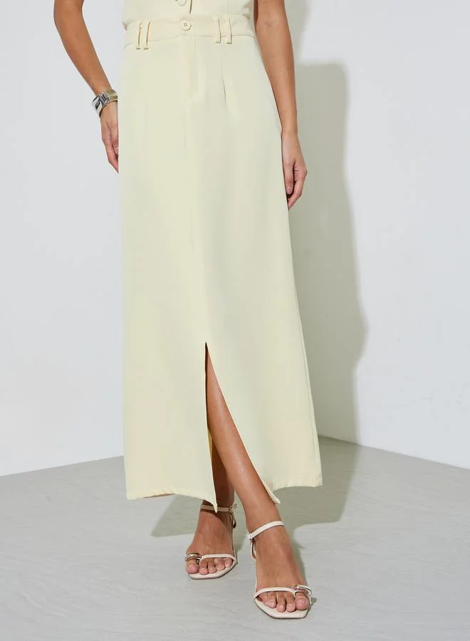 ستايلي Yellow Pencil Maxi Skirt with Front Slit