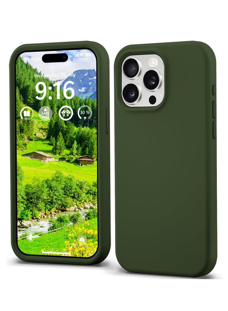 BORTONY iPhone 15 Pro Case Liquid Silicone Anti Scratch Anti Fingerprint Soft Silky Touch Shockproof Protective Cover for Apple iPhone 15 Pro Green Color - Image 1