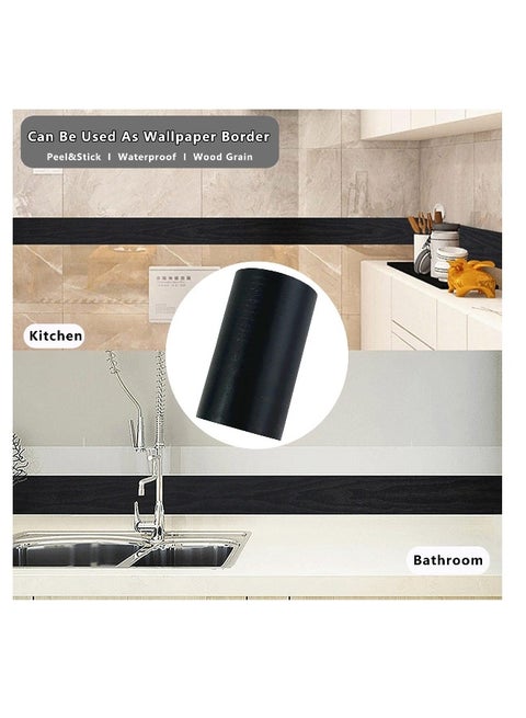 Mirror Frame Border, Peel and Stick Black Border, Peel and Stick Mirror Frame, Black Wood Grain Wallpaper Border, Removable Waterproof Bathroom Mirror Frame Sticker, Mirror Frame, Black