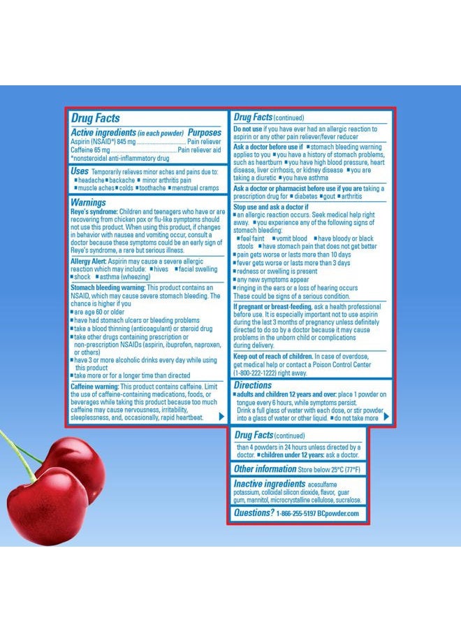 BC - Pain Relief Powder, Cherry, 24 ct (Pack of 1) - Image 1