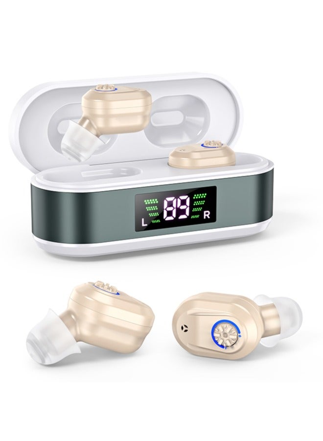 Chixing Hearing Aids Rechargeable for Seniors & Adults, Noise Cancelling Hearing Amplifiers, Charging Case & Volume Control (Beige)  - Image 1