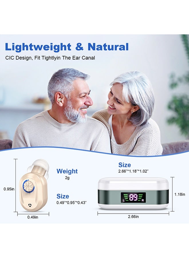 Chixing Hearing Aids Rechargeable for Seniors & Adults, Noise Cancelling Hearing Amplifiers, Charging Case & Volume Control (Beige)  - Image 3