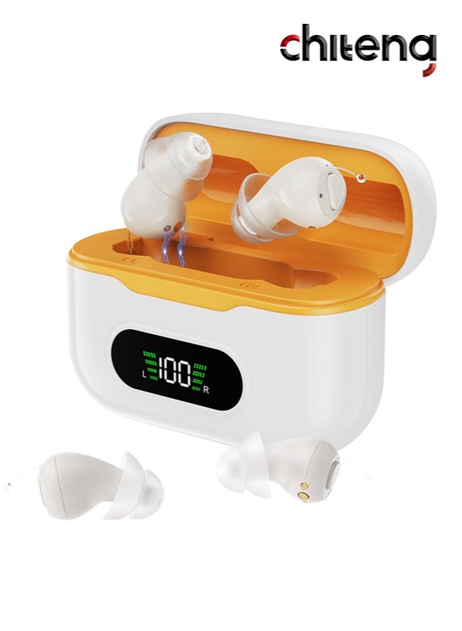 Hearing Aid with UV Sterilization, Hearing Aids for Seniors with Intelligent Auto-Noise Cancelling (Not Amplifiers), Rechargeable Ear Hearing Machine with 32-Channel, Super Mini, 7-Day Standby,Battery Digital Display