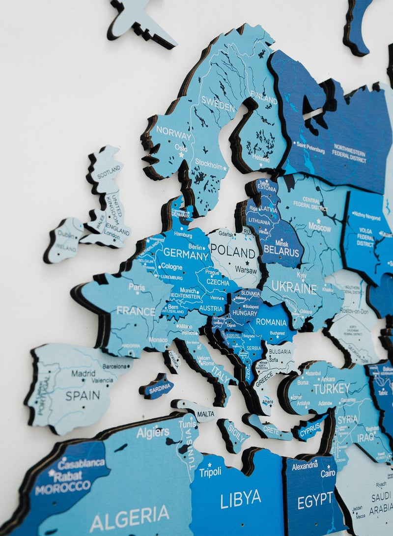 Enjoy The Wood 3D Wooden World Map - Azure Finish, Stunning Wall Decor for Home, Kitchen, or Office - Perfect Gift Idea for Any Occasion, Easy to Assemble and Hang, Ideal for Travel Enthusiasts and Decor Lovers  - Image 2