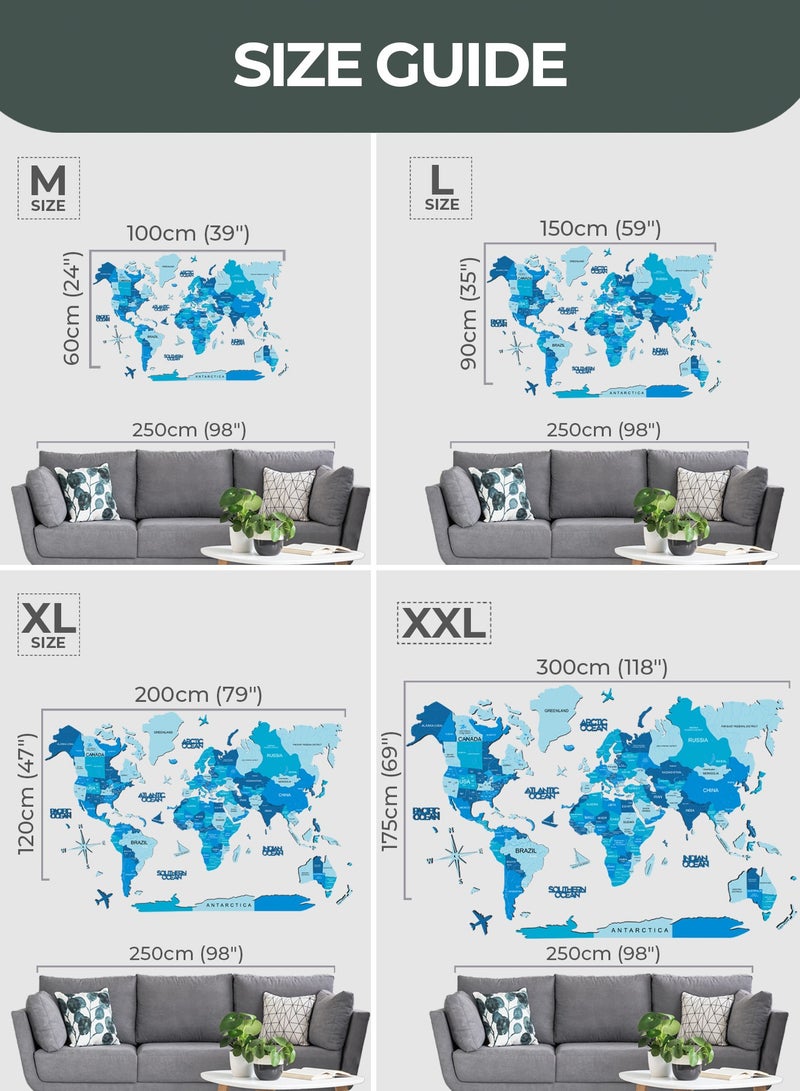 Enjoy The Wood 3D Wooden World Map - Azure Finish, Stunning Wall Decor for Home, Kitchen, or Office - Perfect Gift Idea for Any Occasion, Easy to Assemble and Hang, Ideal for Travel Enthusiasts and Decor Lovers  - Image 5