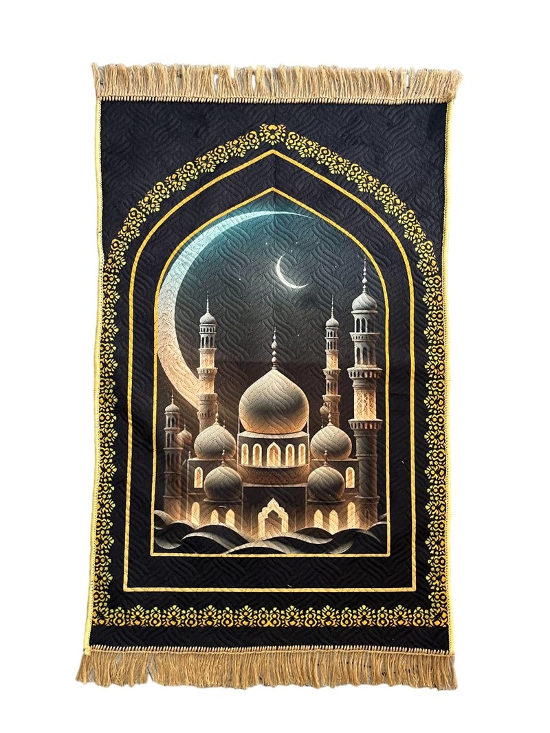 Deesak Premium Velvet AasanPrayerMeditation Mat Janamaz for Namaz Muslim48x30 InchPrinted DigitalMulti5 - Image 2