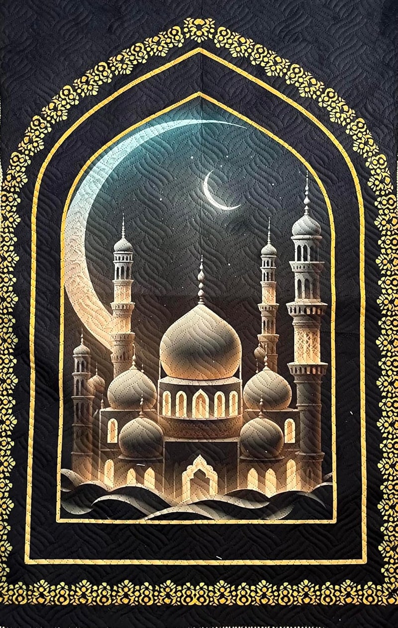 Deesak Premium Velvet AasanPrayerMeditation Mat Janamaz for Namaz Muslim48x30 InchPrinted DigitalMulti5 - Image 4