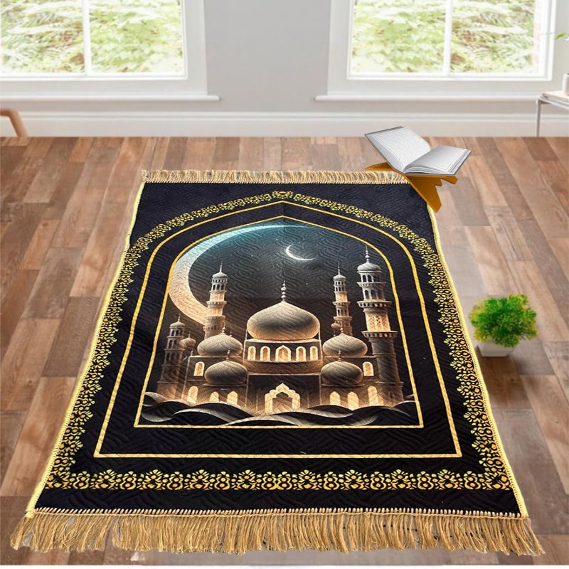 Deesak Premium Velvet AasanPrayerMeditation Mat Janamaz for Namaz Muslim48x30 InchPrinted DigitalMulti5 - Image 1