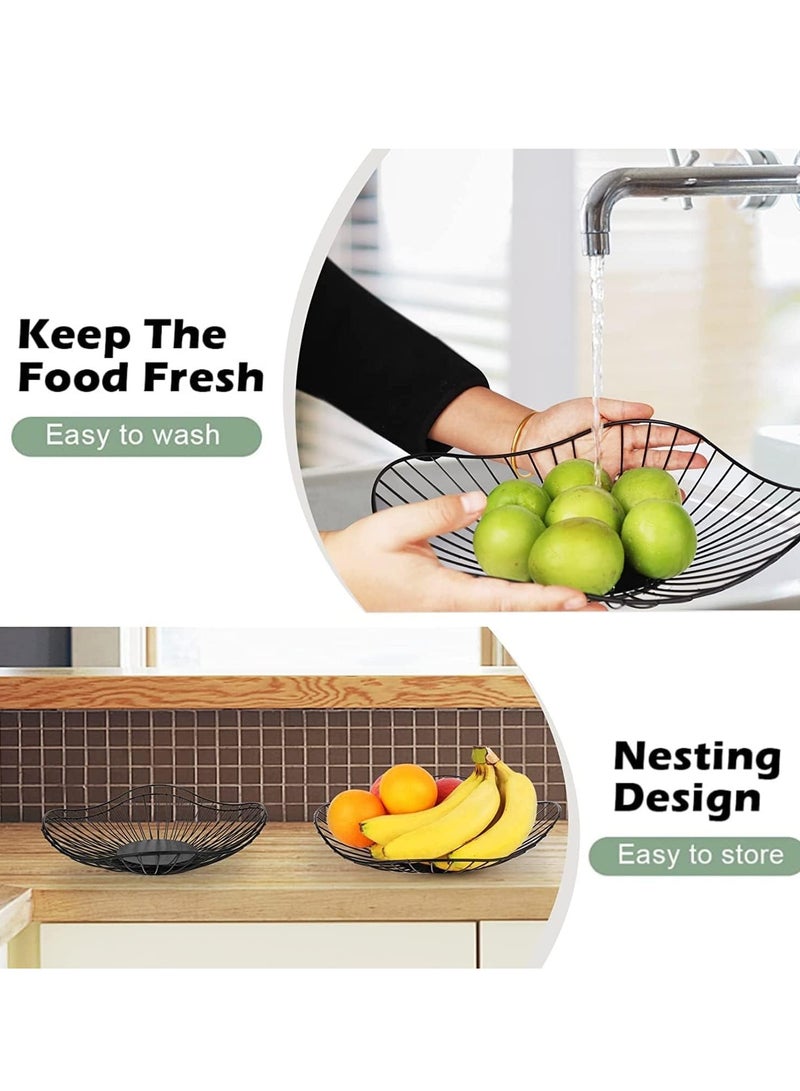 Suntown وعاء فواكه أسود حديث مسطح، حامل فواكه للتخزين، أوعية فواكه سلكية بسيطة لمطبخ، ديكور منزلي، سطح الطاولة، قطعة مركزية للطاولة، 1 عبوة سوداء - Image 4