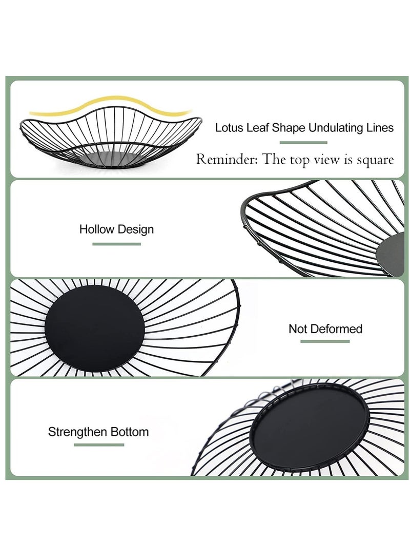 Suntown وعاء فواكه أسود حديث مسطح، حامل فواكه للتخزين، أوعية فواكه سلكية بسيطة لمطبخ، ديكور منزلي، سطح الطاولة، قطعة مركزية للطاولة، 1 عبوة سوداء - Image 5