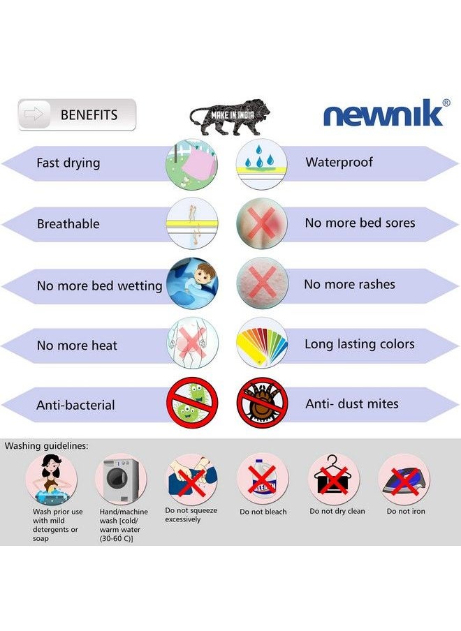 Newnik Premium Quick Water Resistant Dry Sheet;Waterproof Baby Bed Protector Sheet Mattress Protect (Size: 70Cm X 100Cm) Lemon Green Medium  - Image 5
