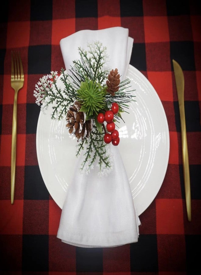 Utalek Christmas Napkin Rings Set of 6 Pine Cone Napkin Rings Holders with Berries Xmas Serviette Buckle Holder for Christmas, Dinner, Parties,Wedding, Holiday Dining Table Decor - Image 2