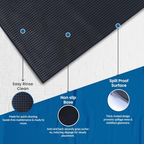 ProTensils Rubber Bar Mats for Countertop by ProTensils - 18" x 12" Black Bar Mats for Bartending, Bar Service Mat, Home Bar, Coffee Bar Mat Spill Matt (2 Pieces) - Image 3
