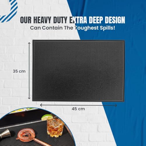 ProTensils Rubber Bar Mats for Countertop by ProTensils - 18" x 12" Black Bar Mats for Bartending, Bar Service Mat, Home Bar, Coffee Bar Mat Spill Matt (2 Pieces) - Image 4