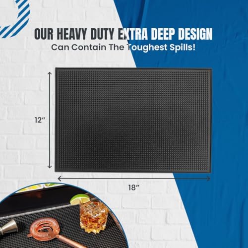 ProTensils Rubber Bar Mats for Countertop by ProTensils - 18" x 12" Black Bar Mats for Bartending, Bar Service Mat, Home Bar, Coffee Bar Mat Spill Matt (2 Pieces) - Image 2