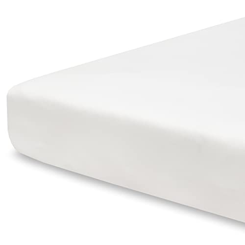 Pobibaby  Single Solid Premium Fitted Baby Crib Sheets for Standard Crib Mattress  UltraSoft Cotton Blend Safe and Snug and Stylish Solid Crib Sheet Soft White