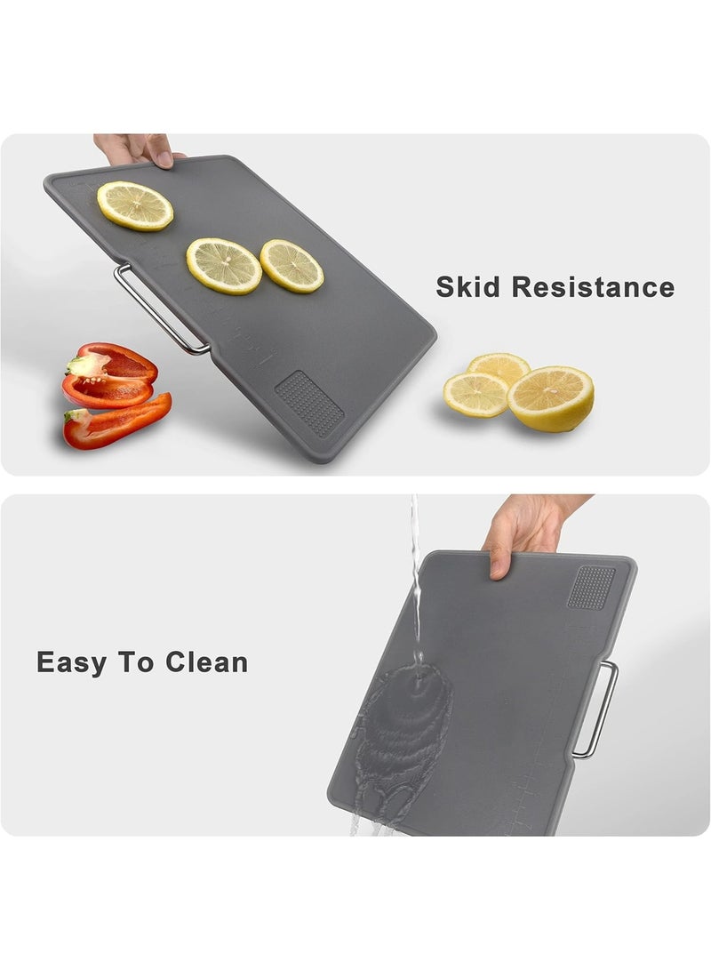 SOLARAE Cutting Boards For Kitchen Dishwasher Safe,Set Of 3 With Holder,Plastic Cutting Boards With Easy-Grip Handles.Garlic Grinding Area. BPA Free,Non-Porous Non-Slip Feet - Image 5