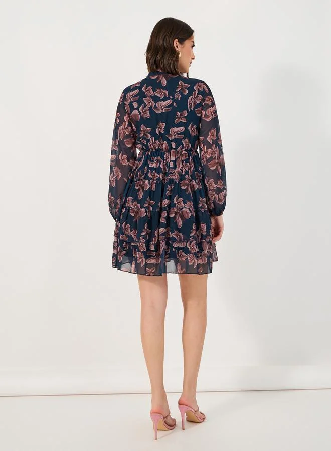 Styli Floral Chiffon Dress