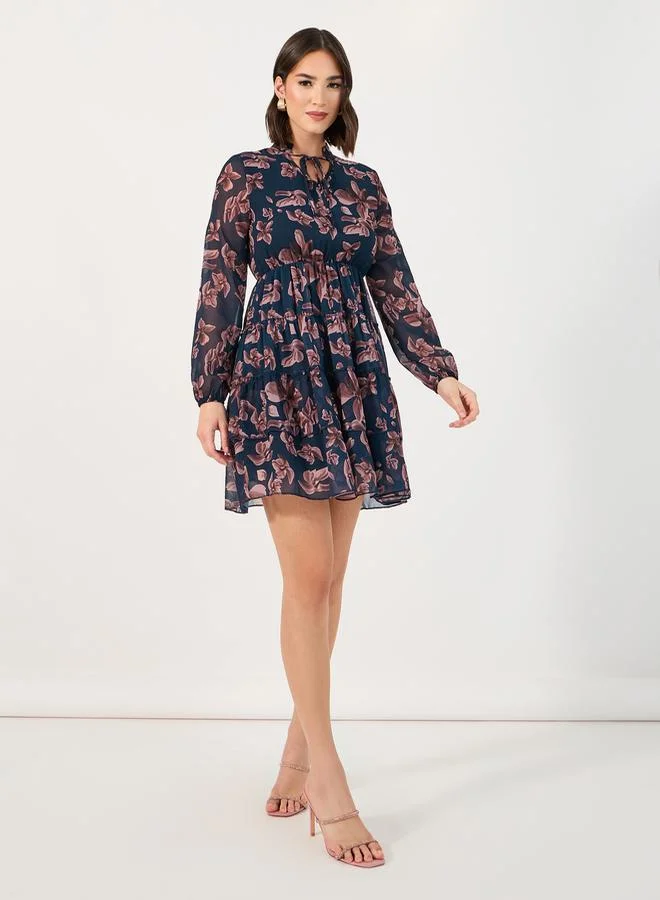 Styli Floral Chiffon Dress