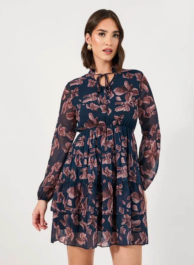 Styli Floral Chiffon Dress