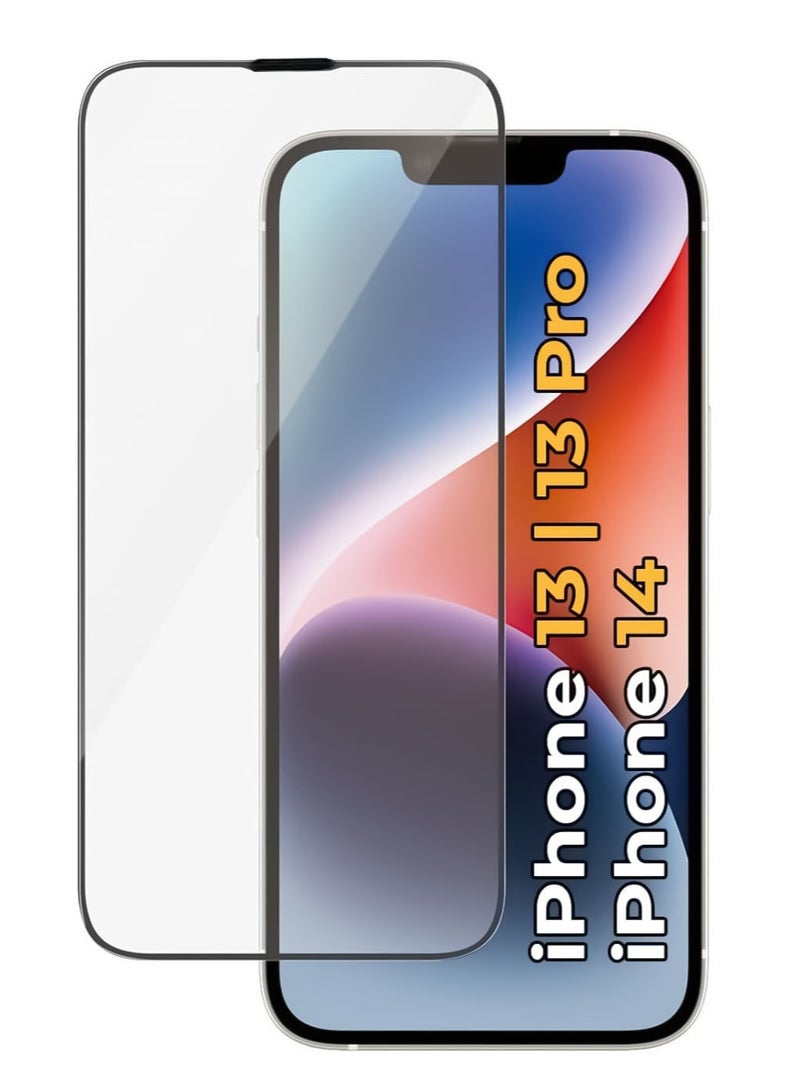 واقي شاشة من الزجاج المقسى لهواتف iPhone 14 / iPhone 13/13 Pro / iPhone 17e / iPhone 16e؛ يتميز بصلابة 9H ومقاومة للخدش، ومتوافق مع استخدام الأغطية الواقية (Case-Friendly). - Image 1
