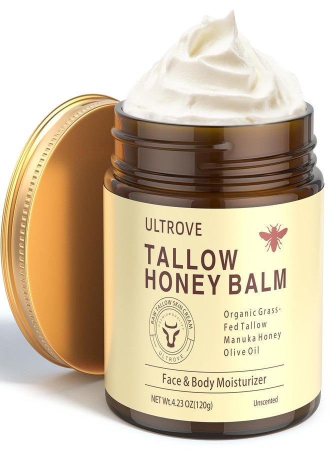 Ultrove Beef Tallow and Honey Balm for Skin, Natural Face + Body Moisturizer with Organic Grass-Fed Beef Tallow & Raw Wild Honey for Dry & Sensitive Skin, 4.23oz - Image 1