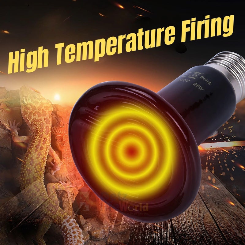 VAYINATO مصباح حرارة سيراميك بالأشعة تحت الحمراء للزواحف لزواحف الحيوانات الأليفة السلحفاة حوض السمك الثعبان، بدون ضرر بدون ضوء، أسود (50 واط) من بيتزلايف وورلد - Image 2