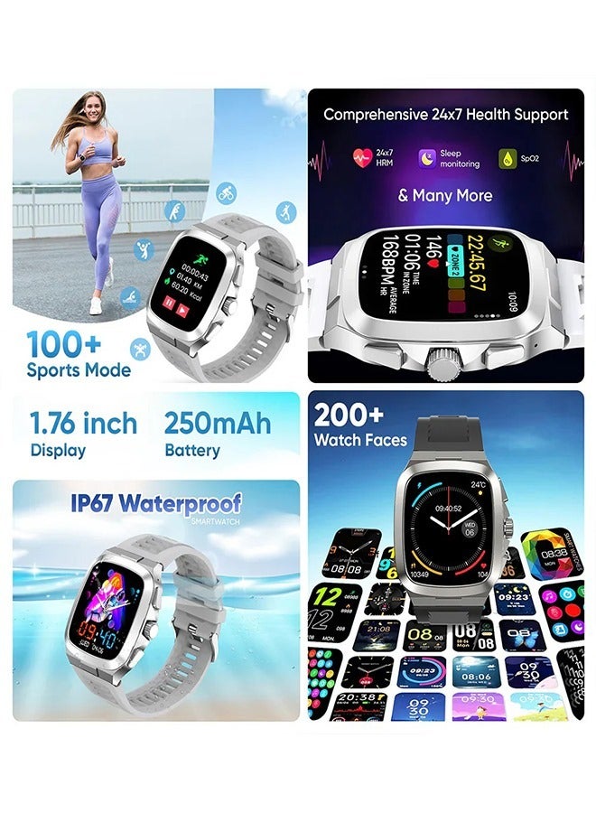 آي كروز ساعة برونتو نوتيكا الذكية بشاشة HD مقاس 1.76 بوصة، مكالمات بلوتوث، مساعد صوتي، مراقبة معدل ضربات القلب والنوم، أوضاع رياضية متعددة، مقاومة للماء بمعيار IP67 - Image 2