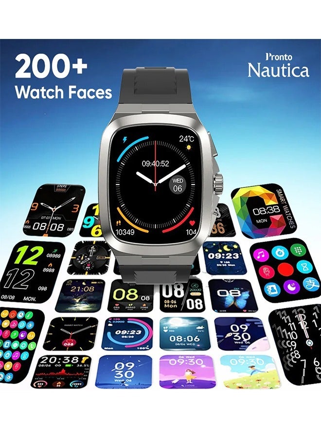 آي كروز ساعة برونتو نوتيكا الذكية بشاشة HD مقاس 1.76 بوصة، مكالمات بلوتوث، مساعد صوتي، مراقبة معدل ضربات القلب والنوم، أوضاع رياضية متعددة، مقاومة للماء بمعيار IP67 - Image 4