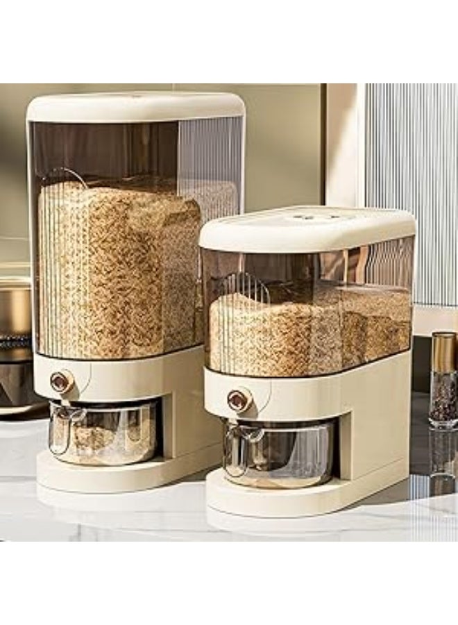 موزع أرز ١١ رطلاً، وعاء تخزين حبوب كبير مع غطاء، أسطوانة قياس، دلو توزيع حبوب منزلي للمطبخ، فول الصويا (١١ رطلاً).