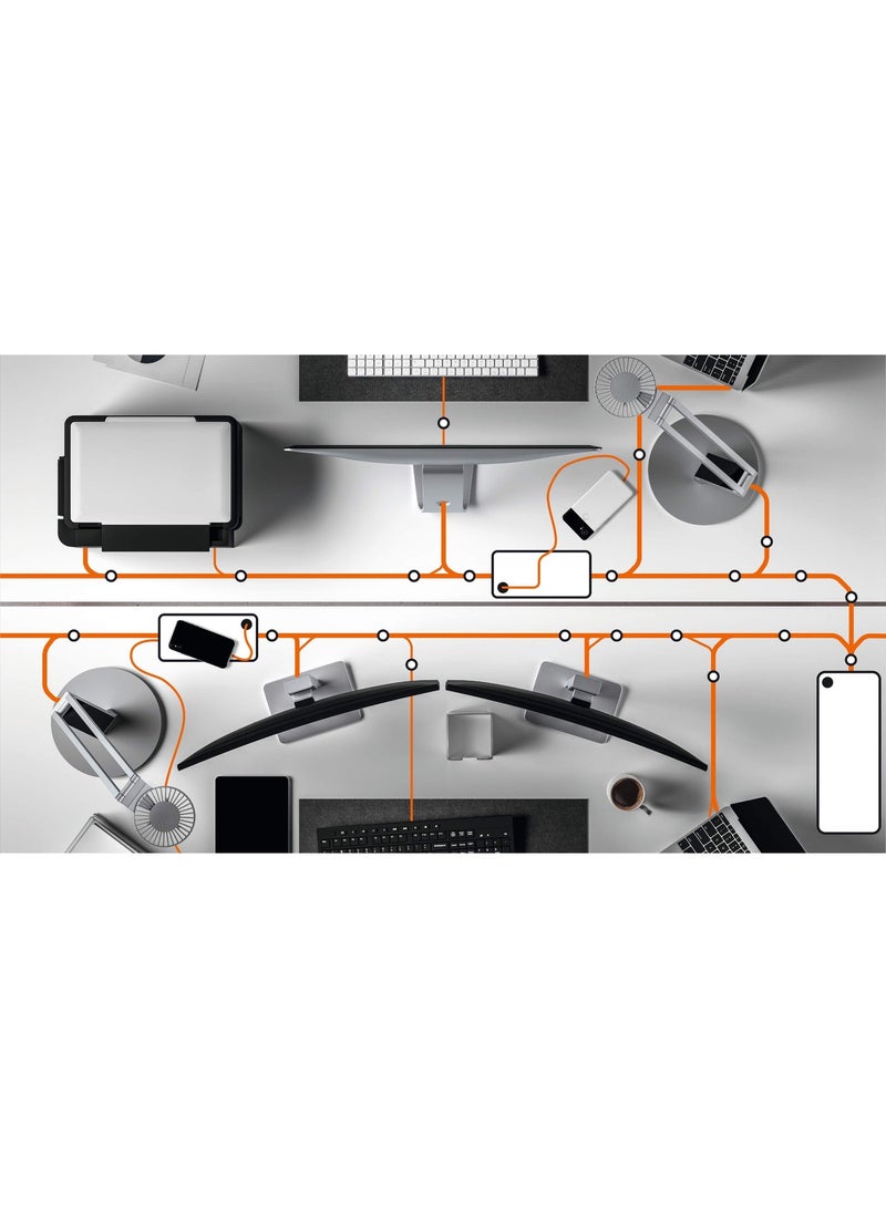 Durable CAVOLINE® BOX L Cable Organiser Box — Tidy, safe power strip holder for home & office; ventilated design, rubberised cable outlets, flame‑retardant plastic, large rubber feet for stability, easy device charging - Image 4